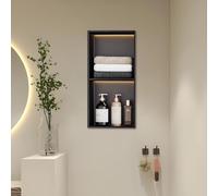 Baodiale Nicho de Ducha con luz LED Acero Inoxidable Negro Mate Nicho de Pared Empotrado en el baño No se requieren Azulejos para el Almacenamiento en el baño