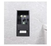 Baodiale Nicho de Ducha de Acero Inoxidable con Caja de pañuelos incorporada, Estante de Pared Impermeable de 40 x 20 x 14 cm, Ideal para organizar el baño y el Inodoro, Acabado Negro.