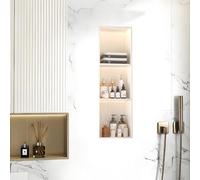 Baodiale Nicho de Ducha de Acero Inoxidable con luz LED No se Necesitan Azulejos Estante de Pared Blanco Estante de Ducha Empotrado para Almacenamiento