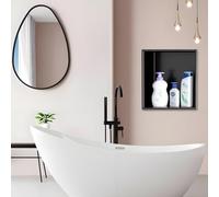 Baodiale Nicho de Ducha de Lujo Negro Mate con luz LED, nicho de Pared de baño Empotrado de Acero Inoxidable 304, Organizador de Almacenamiento for SPA en el hogar, Hotel, renovación de baño