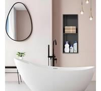 Baodiale Nicho de Ducha de Lujo Negro Mate con luz LED, nicho de Pared de baño Empotrado de Acero Inoxidable 304, Organizador de Almacenamiento for SPA en el hogar, Hotel, renovación de baño