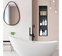 Baodiale Nicho de Ducha de Lujo Negro Mate con luz LED, nicho de Pared de baño Empotrado de Acero Inoxidable 304, Organizador de Almacenamiento for SPA en el hogar, Hotel, renovación de baño