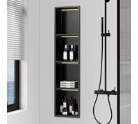 Baodiale Nicho de Ducha empotrable Que Ahorra Espacio, nicho de Pared de Acero Inoxidable 304 Negro Mate, Estante de Ducha de Montaje Empotrado for renovación de baños pequeños y Apartamentos