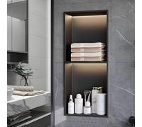 Baodiale Nicho de Ducha Empotrado for Bricolaje, nicho de Pared de Acero Inoxidable 304 Negro Mate de 1/2/3 Niveles, Estante de Ducha de fácil instalación for renovación de baño y Almacenamiento