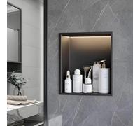 Baodiale Nicho de Ducha Empotrado for Bricolaje, nicho de Pared de Acero Inoxidable 304 Negro Mate de 1/2/3 Niveles, Estante de Ducha de fácil instalación for renovación de baño y Almacenamiento