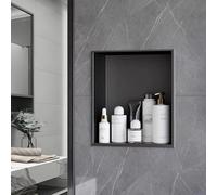 Baodiale Nicho de Ducha Empotrado for Bricolaje, nicho de Pared de Acero Inoxidable 304 Negro Mate de 1/2/3 Niveles, Estante de Ducha de fácil instalación for renovación de baño y Almacenamiento