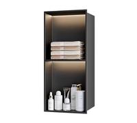 Baodiale Nicho de Ducha Negro Mate, nicho de baño Empotrado de Acero Inoxidable 304, Organizador de Ducha for Uso doméstico y Comercial