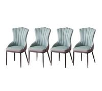 Baodiale Sillas de Comedor Tech Cloth con Respaldo ergonómico Curvo y Patas metálicas Antideslizantes - Juego de 4 for hogares o Espacios Familiares(Light Green)