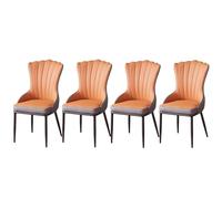 Baodiale Sillas de Comedor Tech Cloth con Respaldo ergonómico Curvo y Patas metálicas Antideslizantes - Juego de 4 for hogares o Espacios Familiares(Orange)