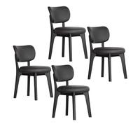 Baodiale Solid Wood Dining Chair Set of 4 Mid Century Modern Upholstered PU Leather Dining Chairs with Curved Backrest for Dining Room, Kitchen, Study Room(Orange3)