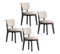 Baodiale Solid Wood Dining Chair Set of 4 Mid Century Modern Upholstered PU Leather Dining Chairs with Curved Backrest for Dining Room, Kitchen, Study Room(Khaki3)