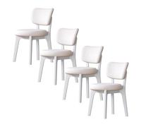 Baodiale Solid Wood Dining Chair Set of 4 Mid Century Modern Upholstered PU Leather Dining Chairs with Curved Backrest for Dining Room, Kitchen, Study Room(White4)