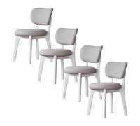 Baodiale Solid Wood Dining Chair Set of 4 Mid Century Modern Upholstered PU Leather Dining Chairs with Curved Backrest for Dining Room, Kitchen, Study Room(Grey4)