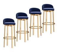 Baodiale Taburetes Altos de Bar giratorios de Terciopelo de 360° con Respaldo bajo y reposapiés Dorado, Juego de 4, taburetes Altos tapizados para Comedor, Bar, Cocina, Isla de Bar, 29,5 Pulgadas