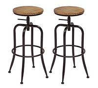 Baodiale Taburetes de Altura de mostrador Juego de 2 taburetes de Bar giratorios para encimera de Cocina Taburetes de Bar Ajustables - Sillas de Bar industriales de Altura de mostrador sin Respaldo