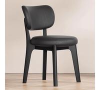 Baodiale Wooden Dining Chairs PU Leather Upholstered Kitchen Armless Chairs w/Backrest, Rubber Wood Frame, Mid-Century Accent Furniture for Dining Living Room(Black)