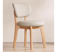 Baodiale Wooden Dining Chairs PU Leather Upholstered Kitchen Armless Chairs w/Backrest, Rubber Wood Frame, Mid-Century Accent Furniture for Dining Living Room(Khaki1)