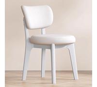 Baodiale Wooden Dining Chairs PU Leather Upholstered Kitchen Armless Chairs w/Backrest, Rubber Wood Frame, Mid-Century Accent Furniture for Dining Living Room(White4)