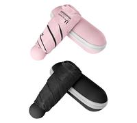 BAODINI Travel Essentials - Mini paraguas para bolso con funda, pequeño y compacto, protección solar UV, ligero, pequeño, bolsillo pequeño, apertura manual, paraguas para mujeres, niños y hombres