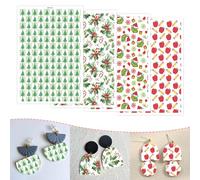 BAOFALI 12 hojas de papel de transferencia con temática navideña, 4 diseños de 14 x 9 cm, hojas de transferencia para arcilla polimérica, papel de transferencia de arcilla polimérica para manualidades