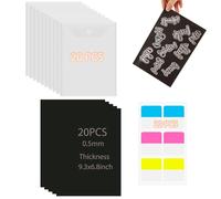 BAOFALI Juego de 40 hojas magnéticas de goma de 23,6 x 17,3 cm, 20 hojas magnéticas de goma de 0,5 mm de grosor con 20 bolsillos transparentes de almacenamiento de troqueles de sellado, 20 etiquetas