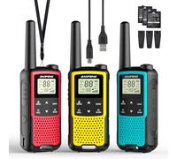 Baofeng BF-33C Walkie Talkie PMR446 - Walkie Talkie para niños de larga distancia de dos vías con batería recargable, carga USB-C, 16 canales, VOX, reloj dual para juegos al aire libre y aventuras