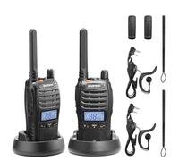 BAOFENG BF-88ST Pro PMR446 Walkie Talkie, Radio bidireccional Recargable de Largo Alcance Mejorada sin Licencia con Pantalla LCD, Reloj Dual VOX, Cargador de Escritorio y Auriculares, Paquete de 2