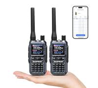 Baofeng GT-5R Mini Walkie Talkie 5W Doble Banda VHF UHF, Programación Inalámbrica por App, 999 Canales, Doble PTT, Puerto de Carga USB-C, Airband/FM, Linterna, Gris(Pack de 2)