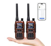 Baofeng GT-5R Mini Walkie Talkie 5W Doble Banda VHF UHF, Programación Inalámbrica por App, 999 Canales, Doble PTT, Puerto de Carga USB-C, Airband/FM, Linterna, Ámbar (Pack de 2)