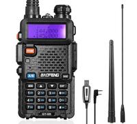 BAOFENG GT-5R Walkie Talkie, Radio Bidireccional UHF VHF con 144-146/430-440MHz, Walkie-Talkie de Largo Alcance con 128 Canales, Batería de 1800mAh, Auricular, Antena de 396mm, Cable de Programación