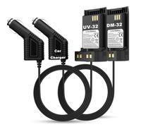 BAOFENG Paquete de 2 eliminadores de batería UV-32 de dos vías para radio DM-32, cargador de coche para encendedor de cigarrillos de 12-24 V para cargador portátil BC-32UV Walkie Talkie