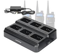 Baofeng UV-5R - Cargador de seis vías de radio bidireccional para UV-5R UV-5R+ UV-5RE UV-5RTP UV-5X3 BF-F8HP RT-5R RT-5RV MK4 Radio y batería, con cable de programación adicional
