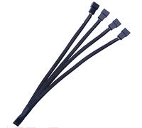BaoFufc 1-4 PWM Ventilador Cable de Extensión Ajuste Temperatura Paquete Nylon Mesh para PC Chasis Fan Hub Splitter Fan Fan Alargador 3 Pin 4 Pin Largo para PC Negro