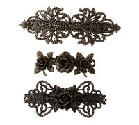 BaoFufc 3 pasadores de metal retro franceses vintage de bronce, horquillas para el pelo, decoración para mujer, accesorios de joyería diaria, color negro