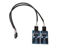 BaoFufc 9pin USB Cabecera macho 1 a 2/4 hembra Cable de extensión tarjeta de computadora 9 pines USB HUB USB 2.0 9 pines Conector adaptador convertidor USB 2.0 Splitter placa madre Cable 9 pines