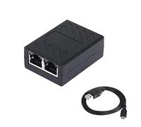BaoFufc Adaptador divisor Ethernet RJ45 hembra 1 a 2 hembra acoplador de enchufe extensor conector de cable LAN negro 1 a 2 extensor Ethernet