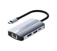 BaoFufc Adaptador USB 3.0 de 5 GB HUB tipo C, estación de acoplamiento Rj45 LAN PD, adaptador de carga rápida para laptop, PC, concentrador USB para computadora, aleación de aluminio, hub tipo C, Rj45