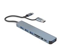 BaoFufc Adaptador USB HUB de 6 puertos tipo C para portátiles y tabletas, adaptador USB 3.0 y lector de tarjetas con ranura para tarjetas