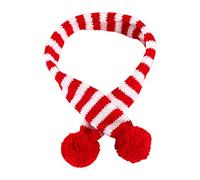 BaoFufc Bufanda de punto de Navidad para gato, collar a rayas, disfraz de perro con pompón, suave para gatos y cachorros, collar de gato verde/rojo