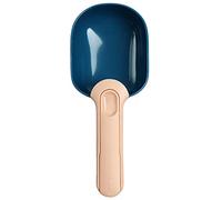 BaoFufc Cucharas de comida para mascotas con asas, cuchara de mango largo con clip para perros, gatos, pájaros, herramientas prácticas en la vida cotidiana para mascotas, azul y rosa