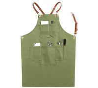 BaoFufc Delantales a rayas para mujeres y hombres, con bolsillos, unisex, adultos, cocinar, hornear, cocina, chef, delantal de algodón, babero ajustable, delantal para hornear, color verde militar