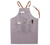 BaoFufc Delantales a rayas para mujeres y hombres, con bolsillos, unisex, adultos, cocinar, hornear, cocina, chef, delantal de algodón, babero ajustable, delantal para hornear, color caqui C