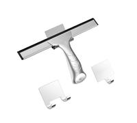 BaoFufc Escobilla de ducha de silicona de acero inoxidable para puerta de vidrio con ganchos para baño, coche, limpiador de vidrio, escobilla de ducha multiusos para puertas de cristal