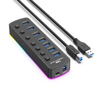 BaoFufc Hub USB de carga rápida USB3.0 Estación de acoplamiento USB Splitters USB con luz e interruptores para portátiles y teléfonos de control USB Station