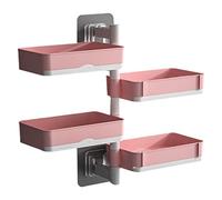 BaoFufc Jabonera multiusos de 4 niveles, bandeja de almacenamiento montada en la pared, estante de almacenamiento de baño, soporte para champú, bandejas de almacenamiento giratorias para organizar el