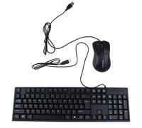 BaoFufc Teclado mecánico de 104 teclas y ratón portátil pequeño, teclado USB para juegos (teclado negro y conjunto de ratón), plano, silencioso, 104 teclas, ratón portátil, compacto, tamaño completo,