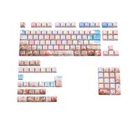 BaoFufc Teclas de PBT de pared gruesa para regalo, exquisito color rosa, doble disparo, tintado, para teclado mecánico de juegos, teclas resistentes al aceite