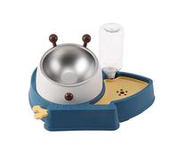 BaoFufc Vajilla 3 en 1 para mascotas, dispensador automático de agua inclinado y elevado de acero inoxidable, cuenco desmontable de alimentación lenta para razas pequeñas y grandes