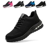 Baofular Zapatos de Seguridad Hombre Mujer Calzado de Seguridad Ligero Comodo Zapatillas de Seguridad con Punteras de Acero Transpirable Antideslizante Negro 46 EU 280