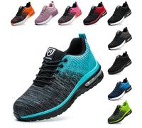 Baofular Zapatos de Seguridad Hombre Mujer Calzado de Seguridad Ligero Comodo Zapatillas de Seguridad con Punteras de Acero Transpirable Antideslizante Cian 46 EU 280